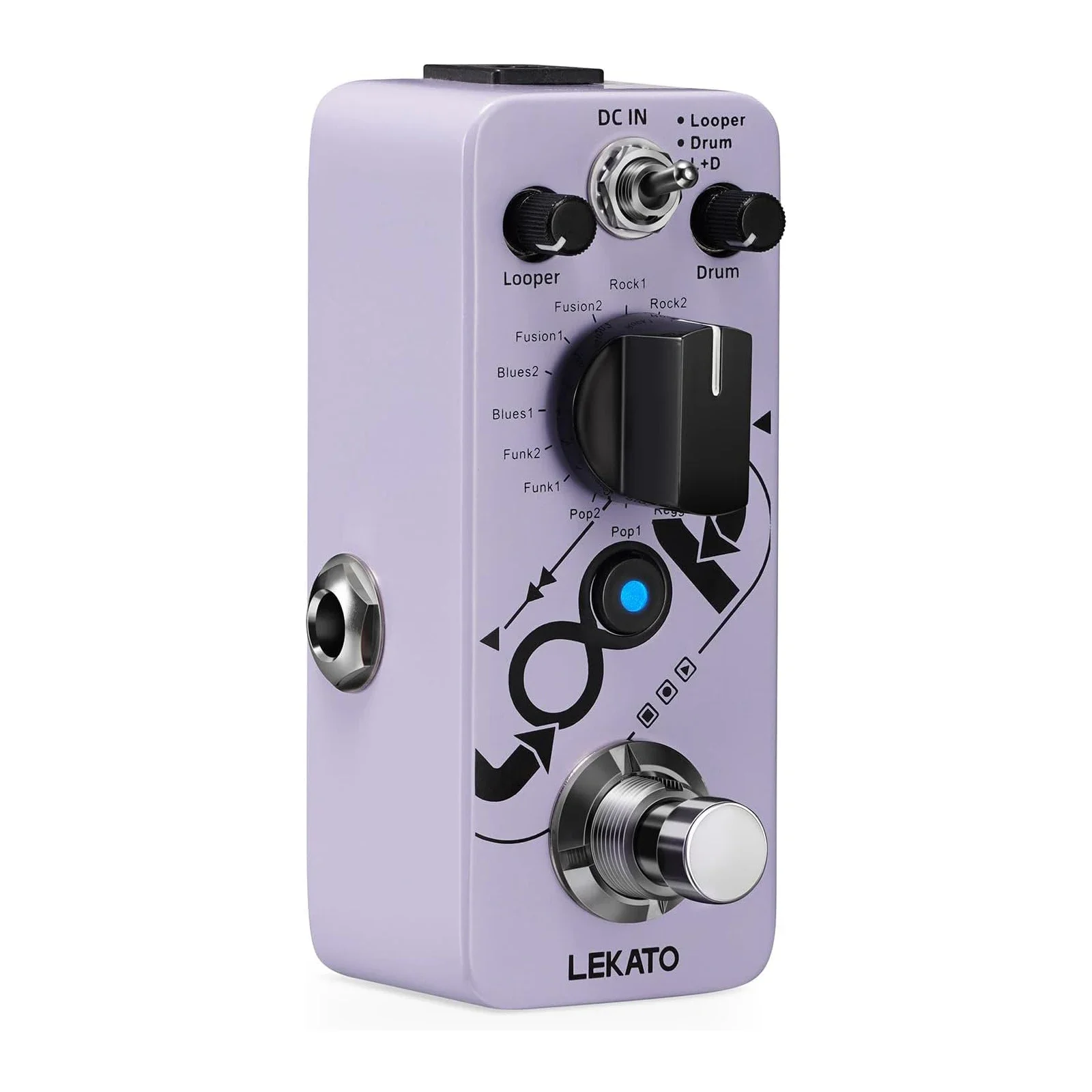 دواسات جيتار صغيرة من Lekato 2025 مع حلقة 20 دقيقة و16 أخاديد طبلة مختلفة و3 أوضاع ودواسة طبلة للجيتار الكهربائي