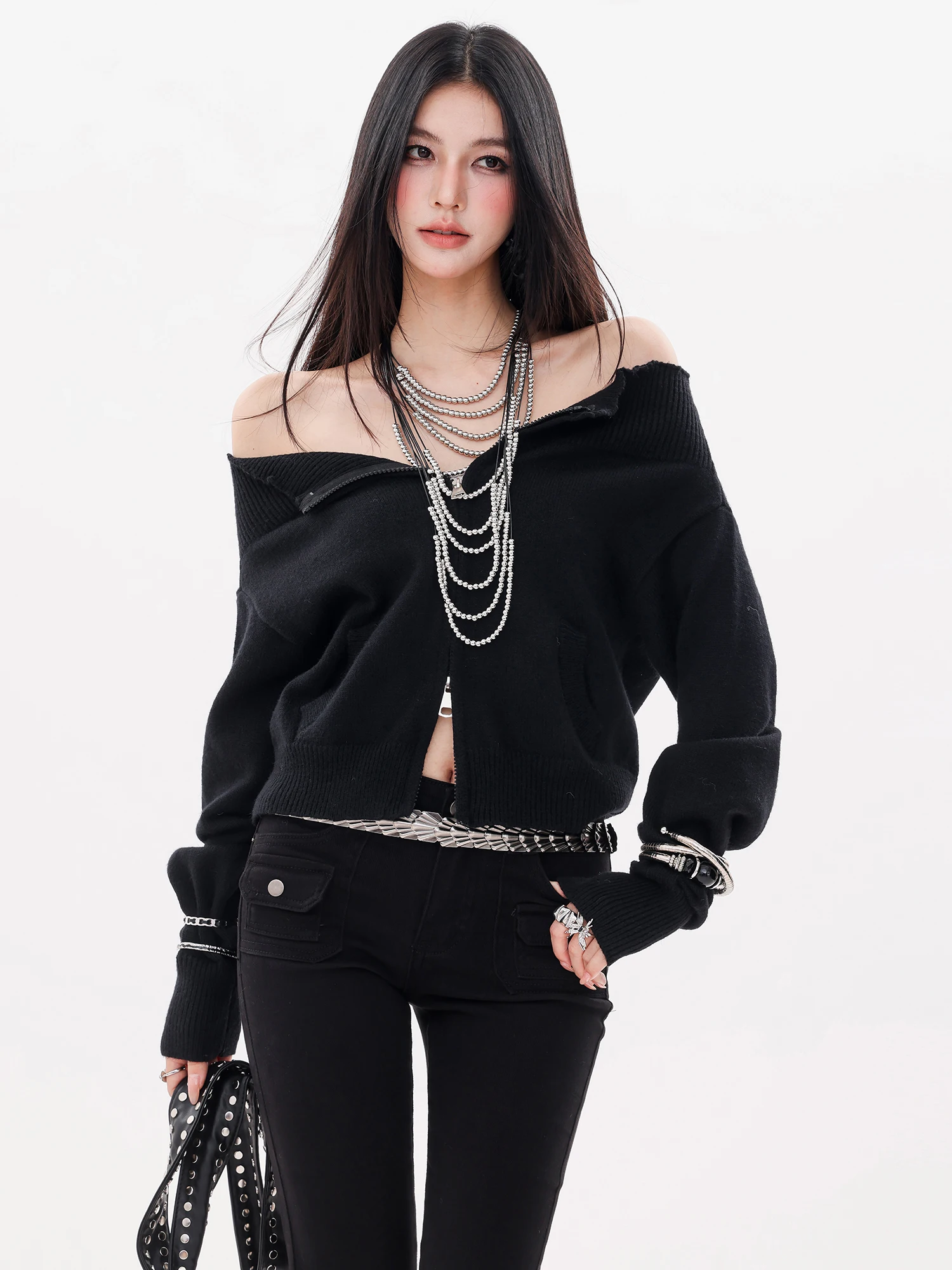 

Оригинальный вязаный свитер Bla для женщин, свободный кардиган в стиле Lazy Sle, топ ABWLR nt Beau Guide, осень-зима, новинка