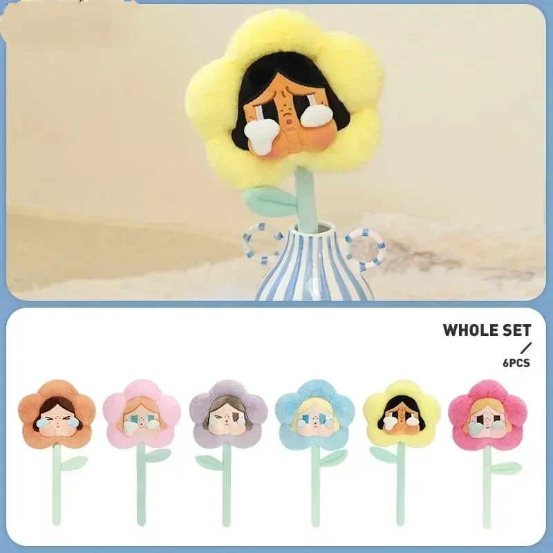 POPMART 100% سلسلة CRYBABY Sad Club الأصلية-صندوق أعمى على شكل زهرة قطيفة 1 قطعة/6 قطعة صندوق غامض Crybaby