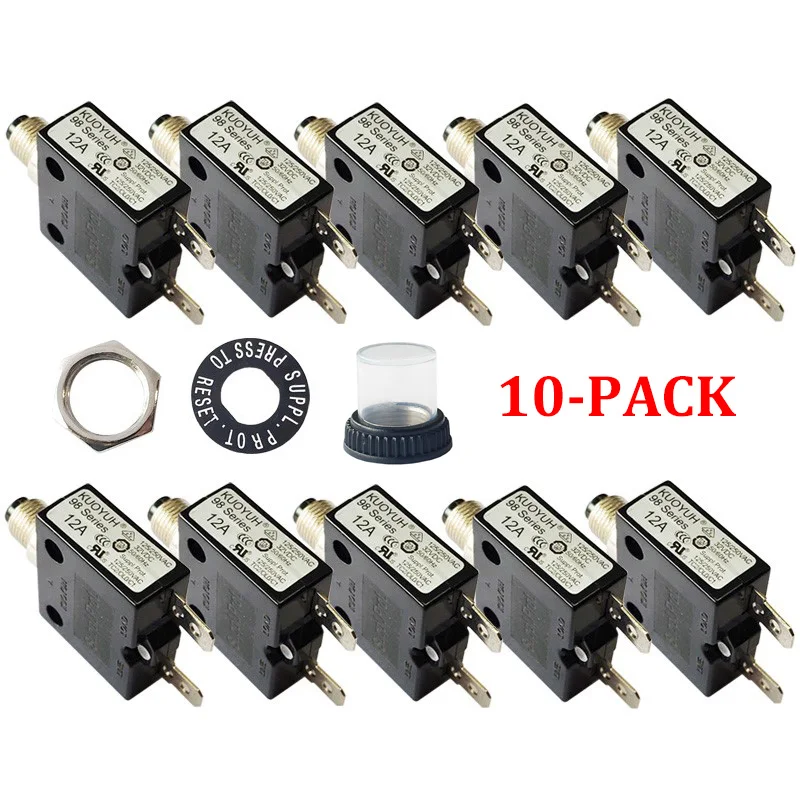 10 Sets KUOYUH 98 series 5A Manual Reset Thermal Overload protector switch 3A-30A Mini Circuit Breaker with waterproof cap