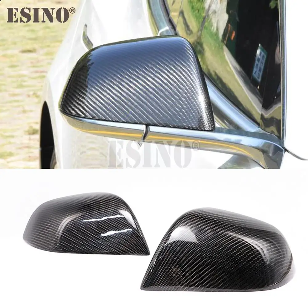 

2 x Car Styling Carbon Fiber Rearview Side Mirror Adhesive Covers Case Trims For Tesla Model S Model 3 Model X Model Y