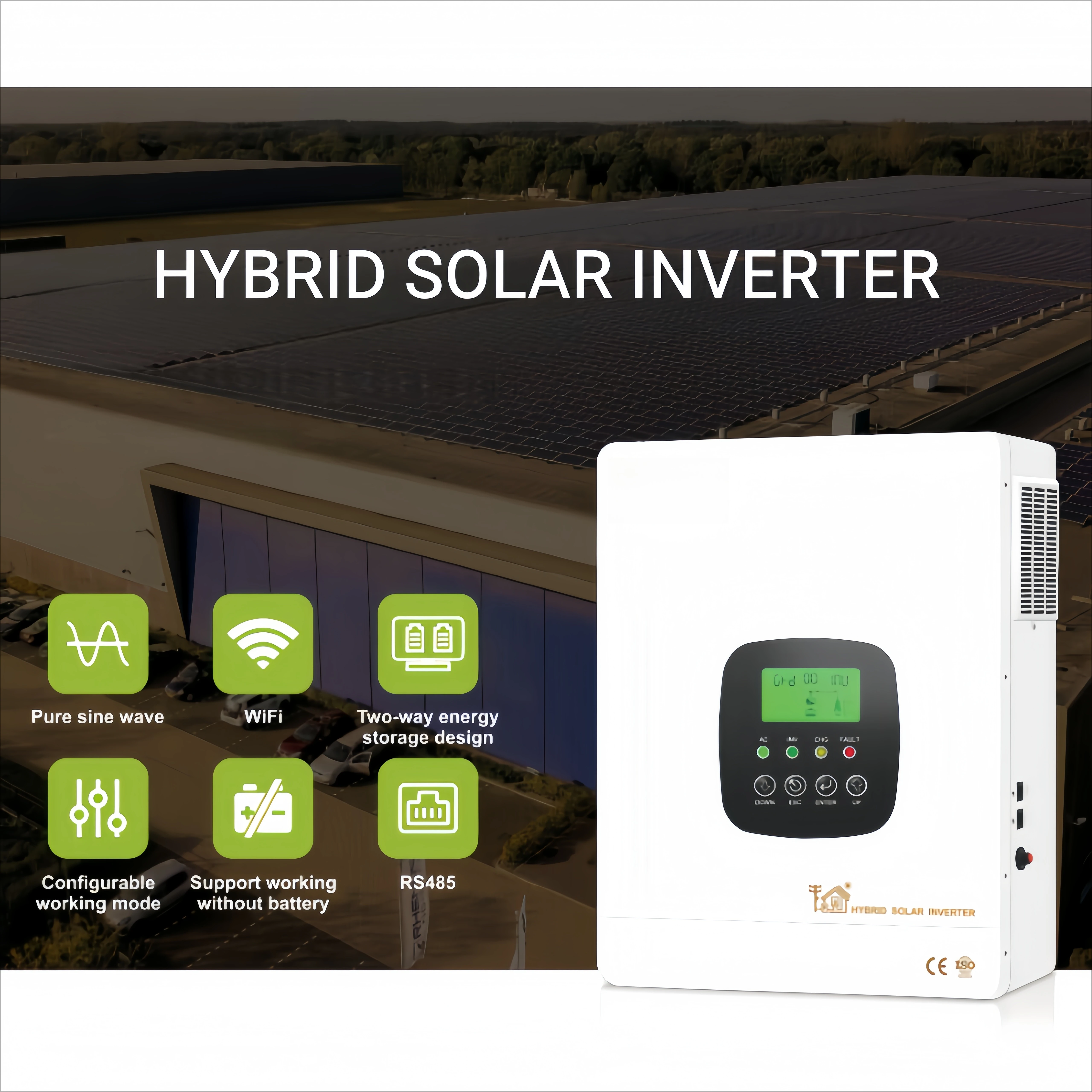 الاتحاد الأوروبي 5KW 6.3kw الهجين العاكس للطاقة الشمسية رائجة البيع 120A 230VAC/48 فولت شرط نقي مرحلة واحدة سعر المصنع