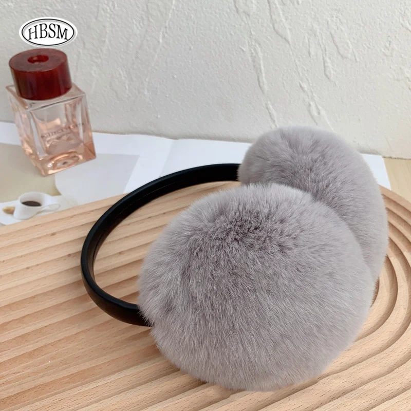 100% Natural Fur Ear Muffs for Women Winter Fur Earmuffs Soft Warm Furry Ear Muffs Real Rex Rabbit Ear Covers for Girls Gift