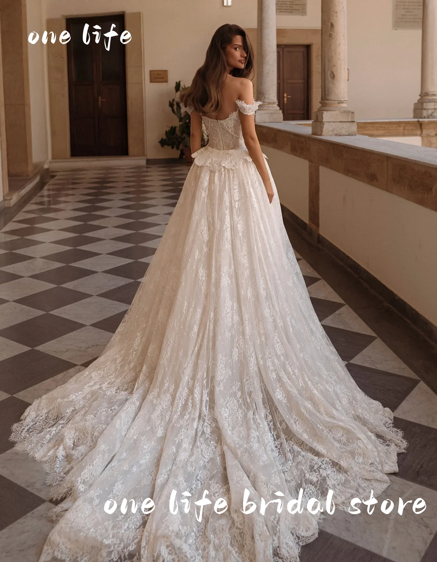 ONE LIFE Romantic Sweetheart Off Shoulder Pearls Mermaid Wedding Dress2025 Gorgeous Lace Detachable Train Bridal Gown Customized
