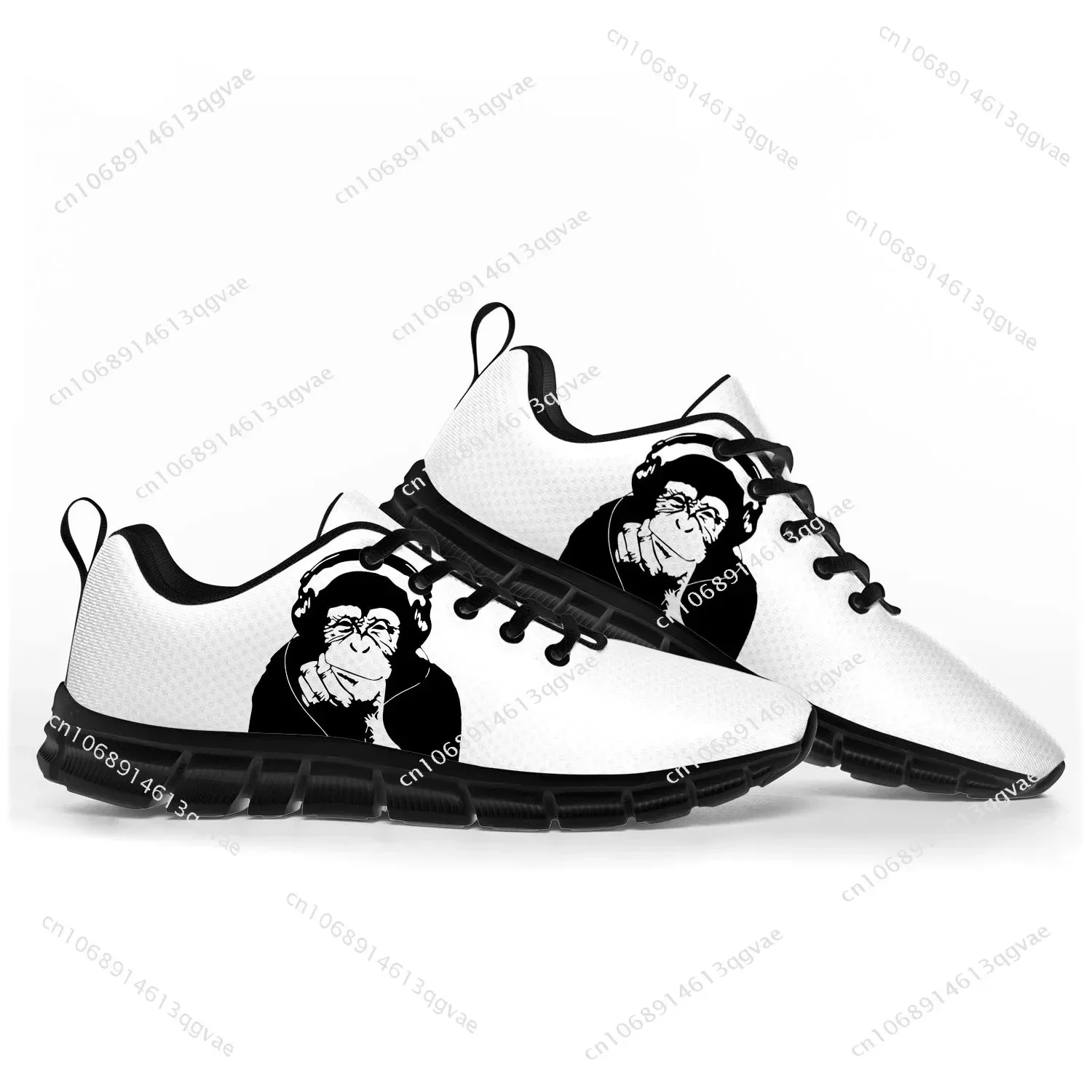 Banksy denken Chimp Sportschuhe Herren Damen Teenager Kinder Kinder Turnschuhe lässig benutzer definierte hochwertige Paar Schuhe schwarz