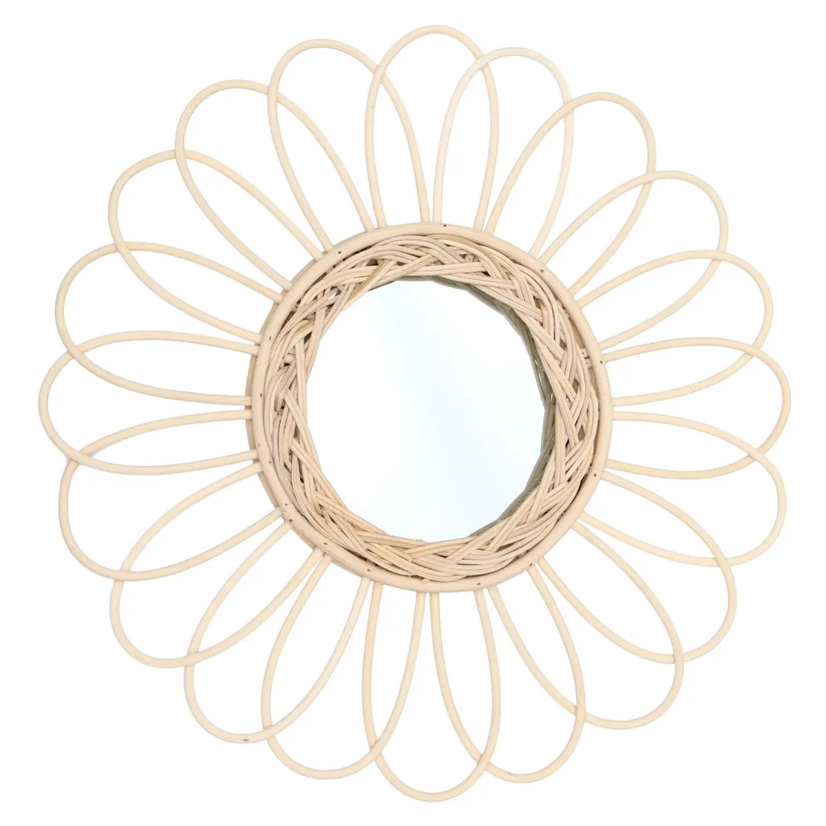 

1pc Rattan Wall Mirror Decor Simple Practical Long Lasting Home Furniture Photo Props Ranttan Woven Hanging Mirror