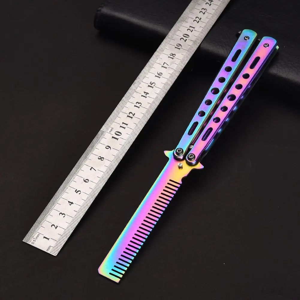 Portable Folding Butterfly Knife CSGO，No Cutting Edge Training Props，Balisong Stainless Steel Pocket Practice Knife Training