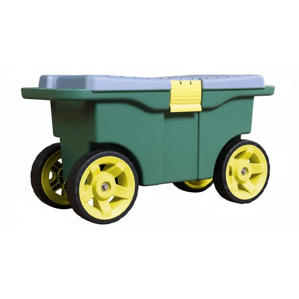 

Ergonomic Garden Cart Scooter with Bench Seat & Tool Tray - Rolling Storage for Gardening, Weeding & Planting (Green/Blue/Black)