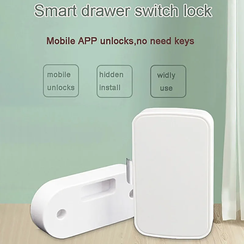 Kunci Laci Pintar Bluetooth Tuya APP untuk Lemari Arsip Rumah, Kunci Elektronik Furnitur Laci, Kunci Tersembunyi Tanpa Kunci Nirkabel