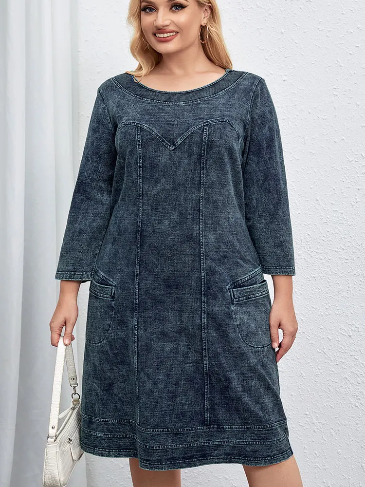 Robe en jean décontractée grande taille pour femmes, coupe ample, Mini robe, plusieurs couleurs disponibles