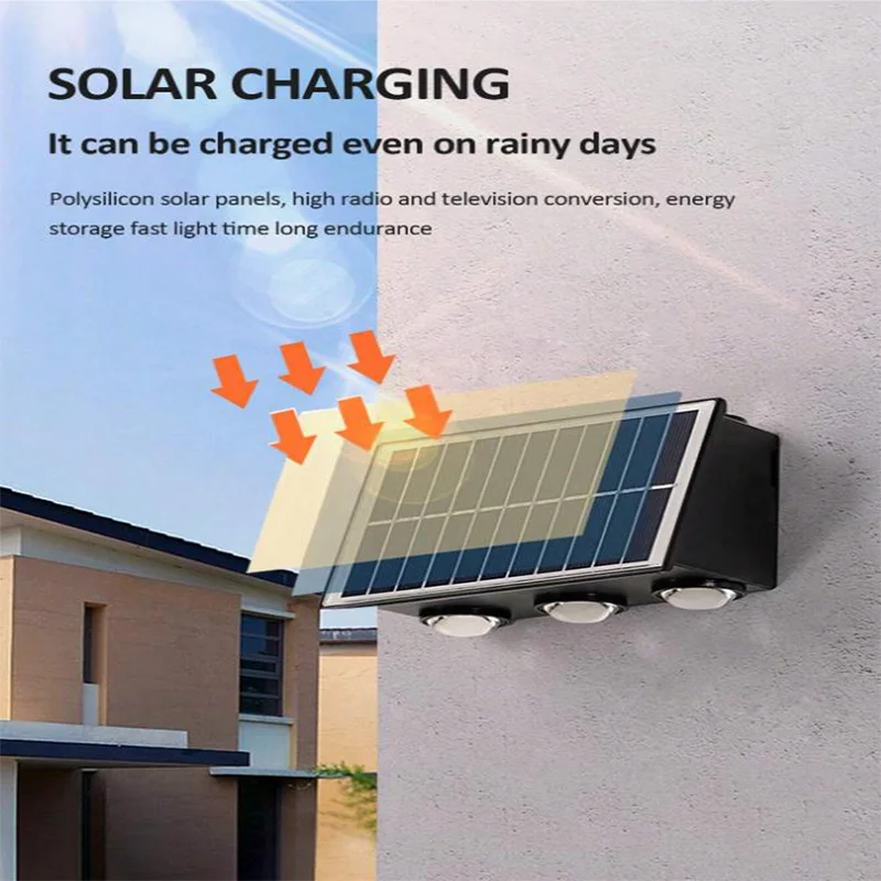 Solar Wall Lamp Outdoor LED Solar Light Waterproof 4/6/8LED Solar Powered Garden Decoration Lights for Balcony Porch Fence