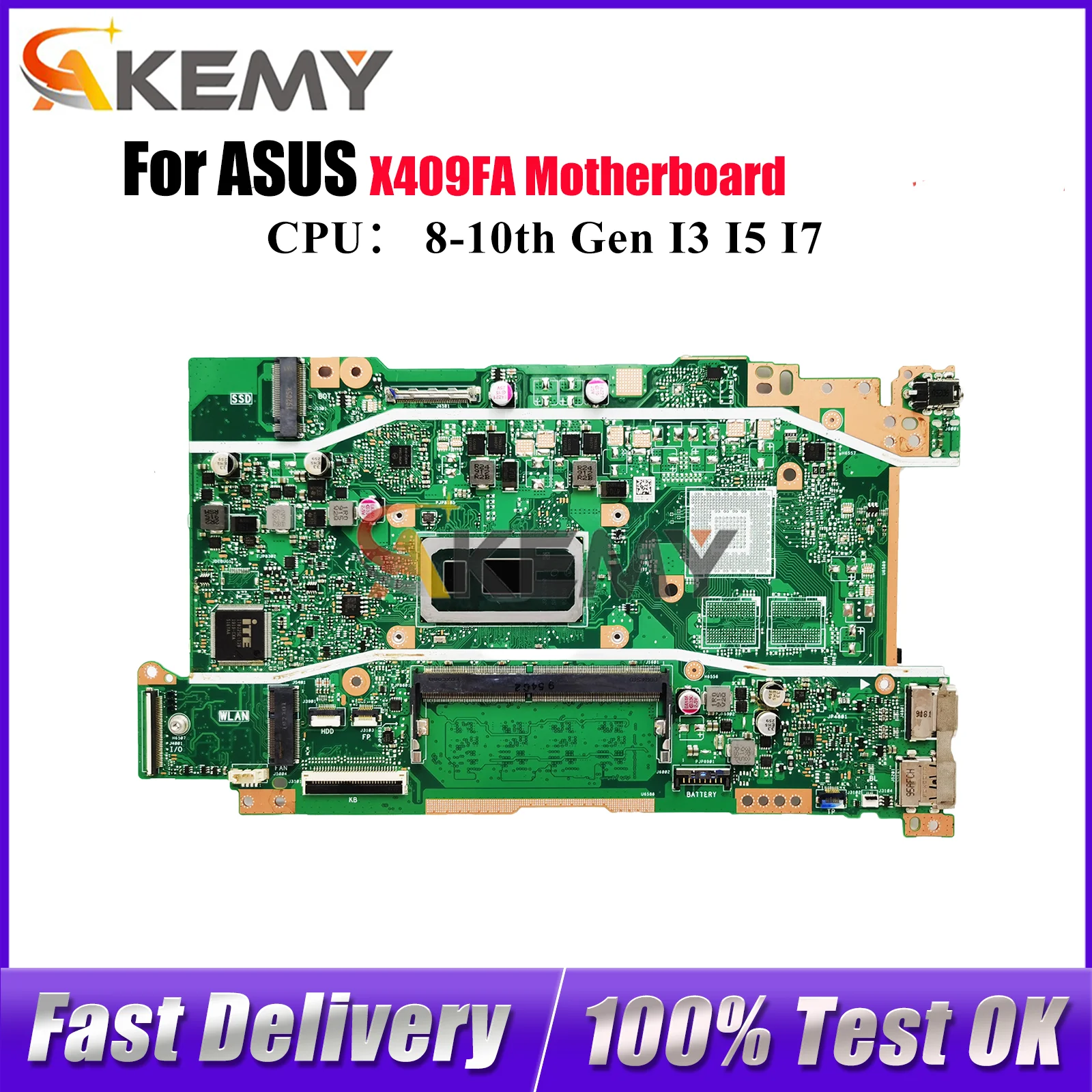

X409FA Laptop Motherboard For ASUS X509FB X409F X509FAC X509FJ A409F Y4200F F409F X509FL Mainboard With I3 I5 I7 CPU 100% tests