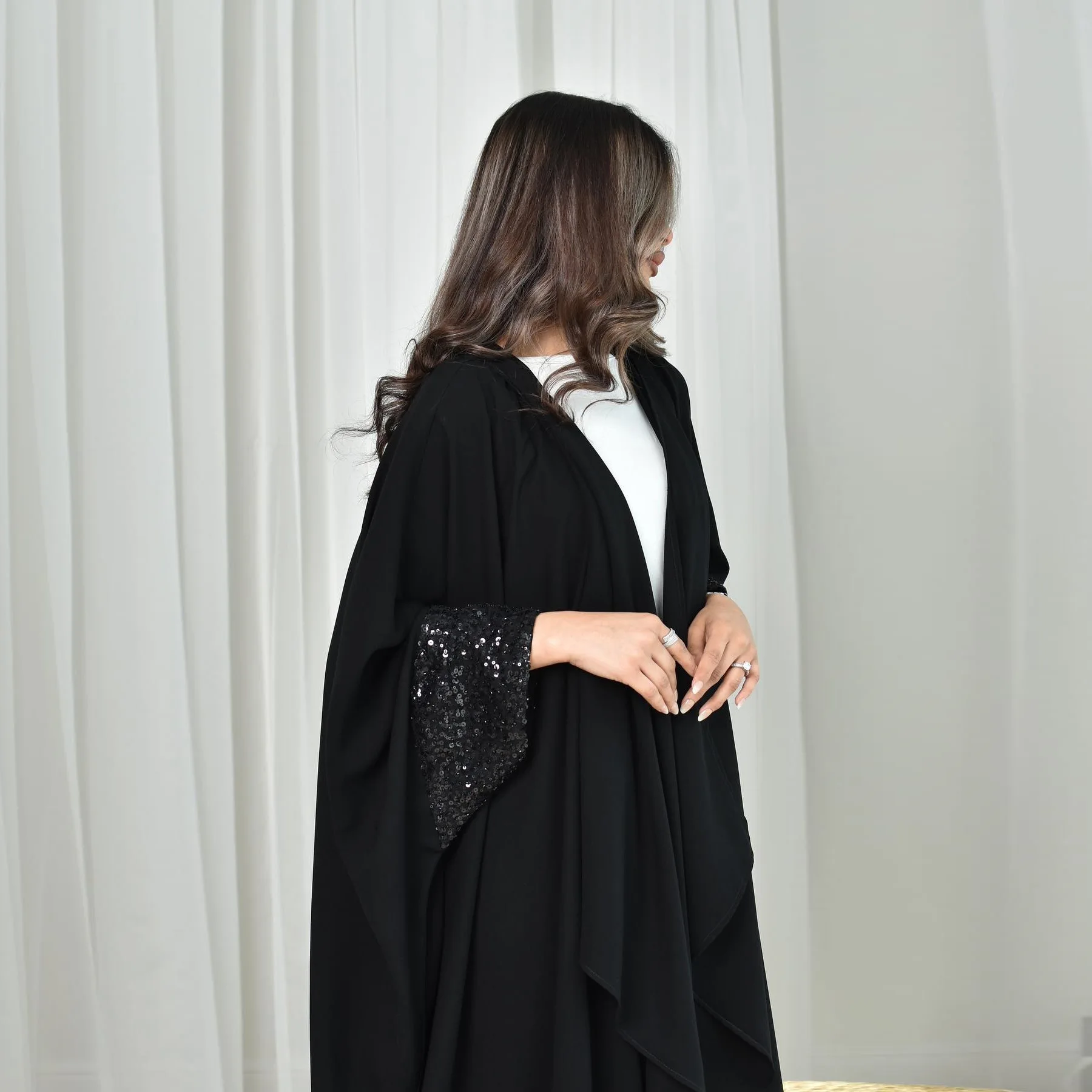 Черный кардиган с рукавами «летучая мышь» в Дубае, кимоно, мусульманские роскошные вечерние платья с блестками, турецкие элегантные повседневные абайи Джалабия для женщин