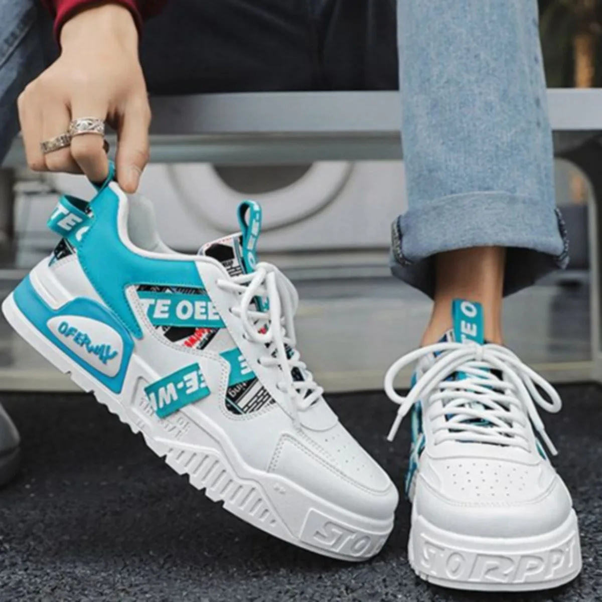 

Men's New Platform Leather Sneakers - Fashion Casual Skate Shoes, Breathable Outdoor Sports Footwear for Running Hiking Tennis