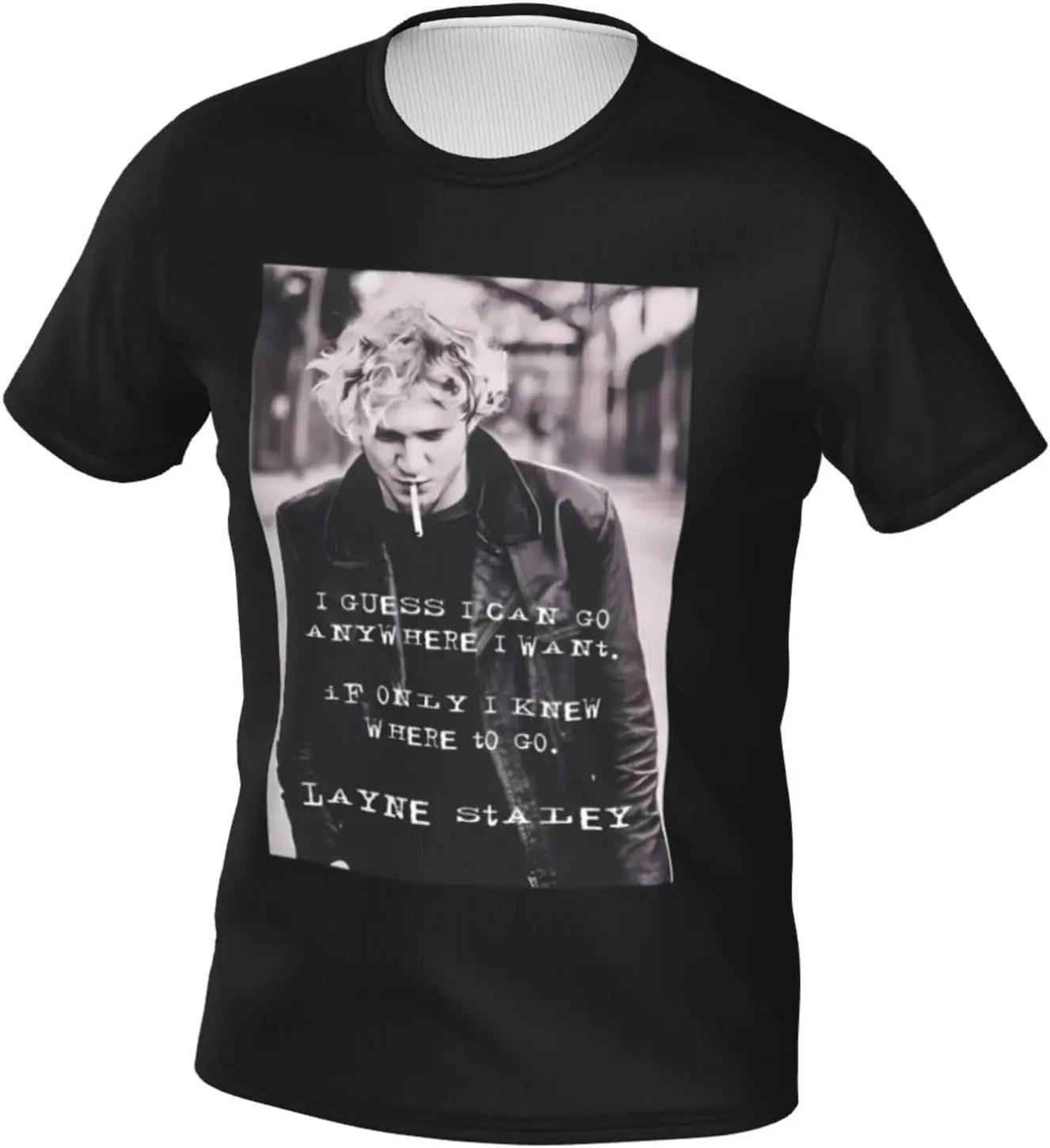 Layne Music Staley Shirt Men's Design Breathable Pattern Short Sleeve T Shirt Casual Classic Top Tees Black