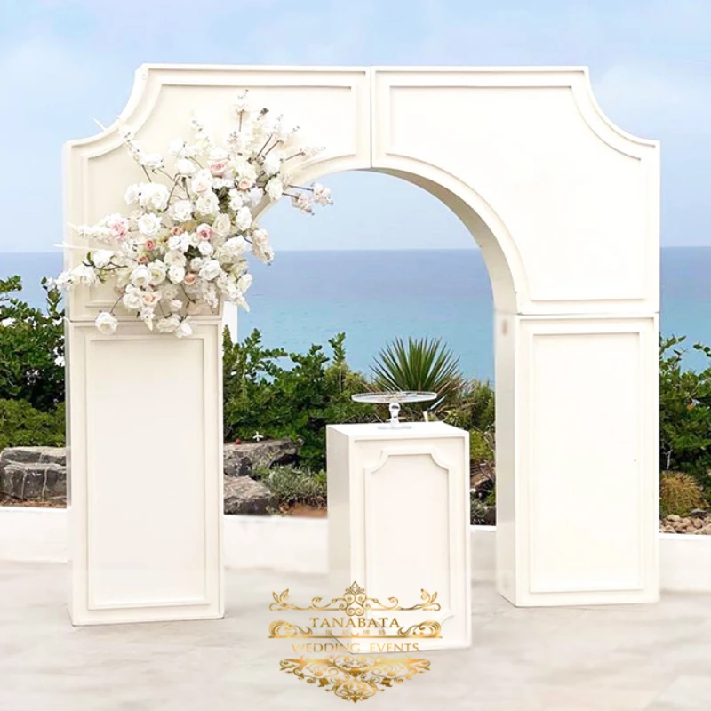 

Outdoor furniture events used white pvc wedding arch backdrop