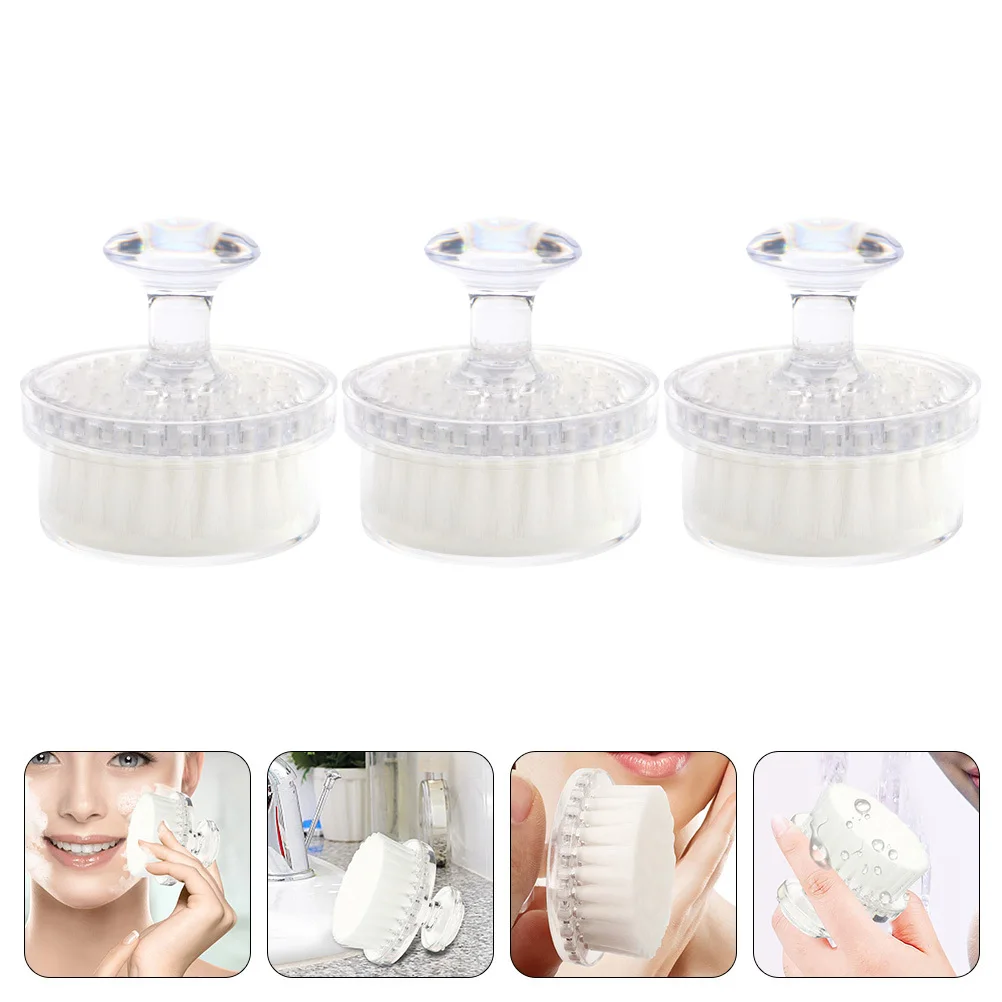 แปรงทำความสะอาดผิวหน้า 3 ชิ้น แปรงขัดผิวหน้าแบบนุ่มสำหรับขัดผิวที่ตายแล้วและเพิ่มฟองเพื่อผิวที่มีประสิทธิภาพ