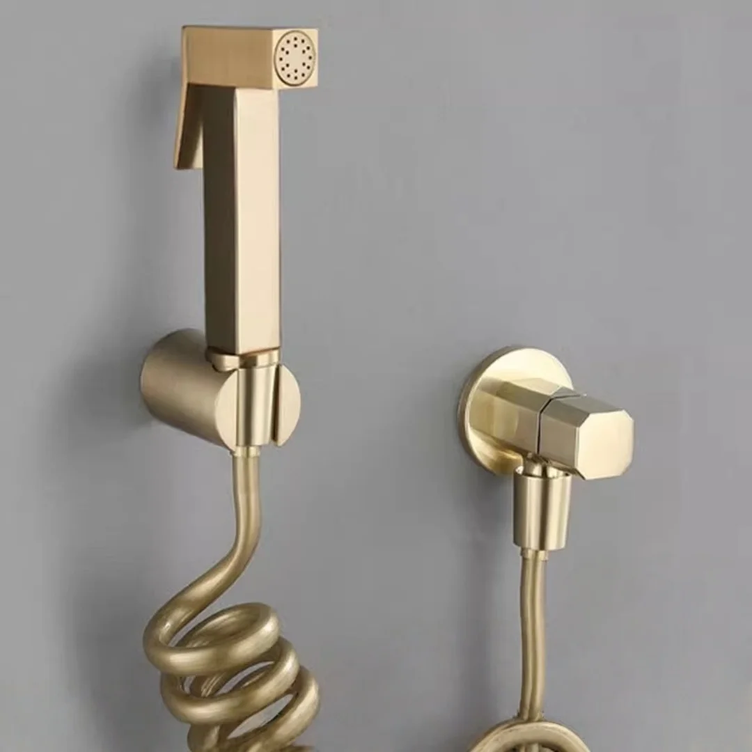 Grey Toilet Bidet Faucet Cold Water Brushed Gold Toilet Sprayer Kit Brass Hand-Held Toilet Faucet Sprayer Shower Head Black