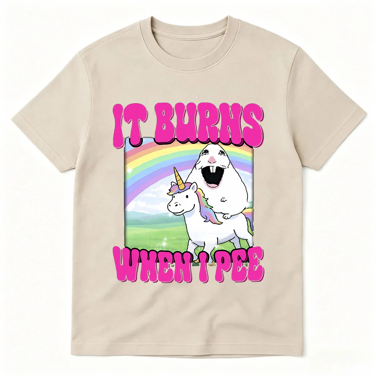 It Burns When I Pee Hamster Lustige Meme-Grafik-T-Shirts für Männer und Frauen, modisch, 100 % Baumwolle, kurzärmelig, übergroßes T-Shirt, Streetwear – Detail 4