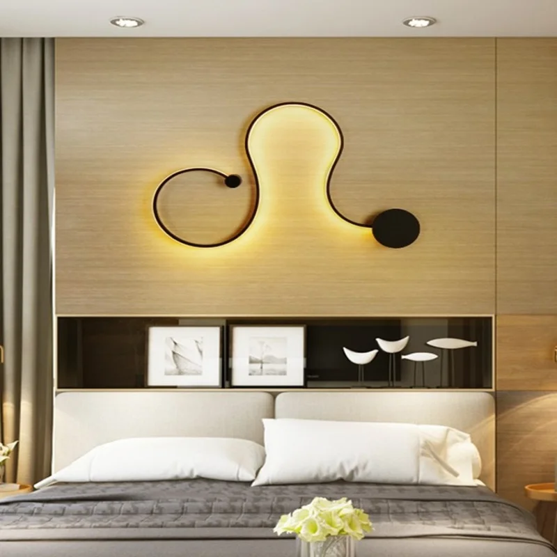 Simple and creative curved S-shaped living room TV background wall light corridor bedroom bedside wall light