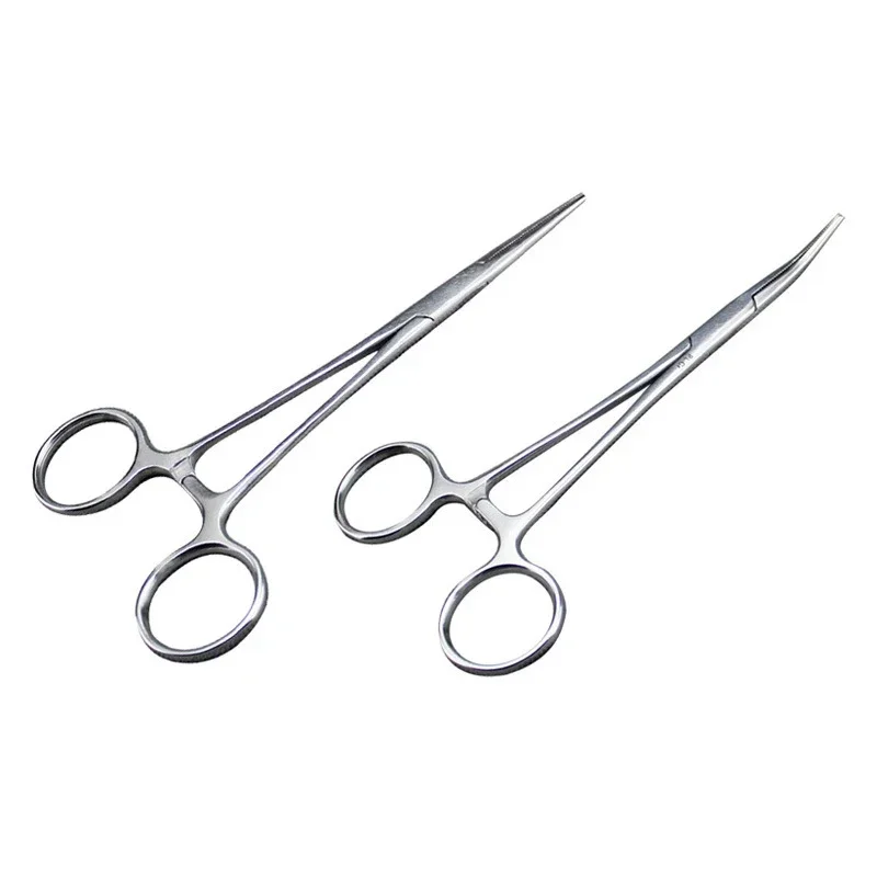 Stainless Steel Curved Tip and Straight Tip Forceps Locking Clamps Hemostatic Forceps Arterial Forceps Clamp Fish Hook Pliers