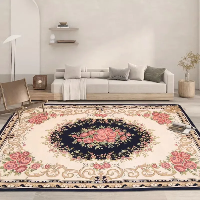 Europe Floral Carpet Living Room Jacquard Sofa Coffee Table Floor Mat Woven Non-slip Area Rug Light Luxury Large Bedroom Carpet