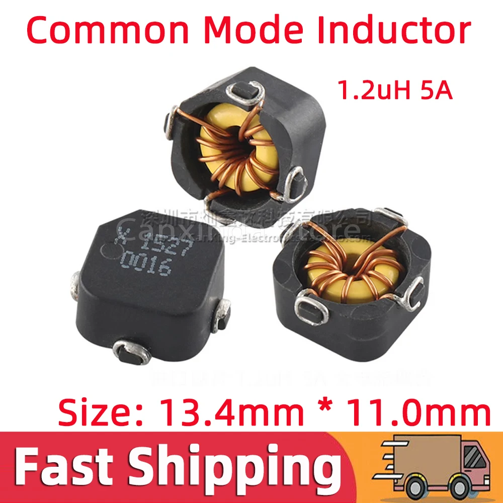 

5pcs SMD Common Mode Choke Coupled Power Inductor Dual two Winding Inductance 1.2UH 5A 1:1 Isolation tansformer Parallel