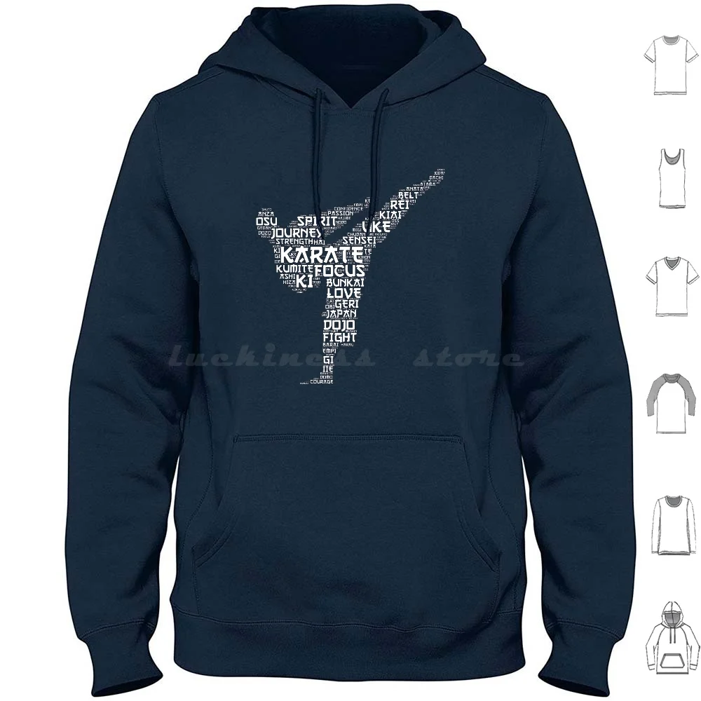 Karate Words Hoodies Long Sleeve Karate Words Fight Love Strength