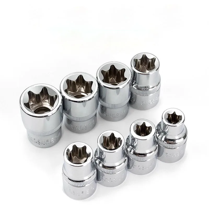 1/2 Cal gniazda typu E ze stopu CR-V chropowatej zestaw gniazd Torx gwiazda Adapter narzędzie do naprawy samochodów E10-E24 klucz zapadkowy