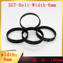 GT2 Synchronous Timing Belt 98-196mm Largura Acessório Impressora 3D 6mm Espaçamento Selo de Borracha 2GT 2mm