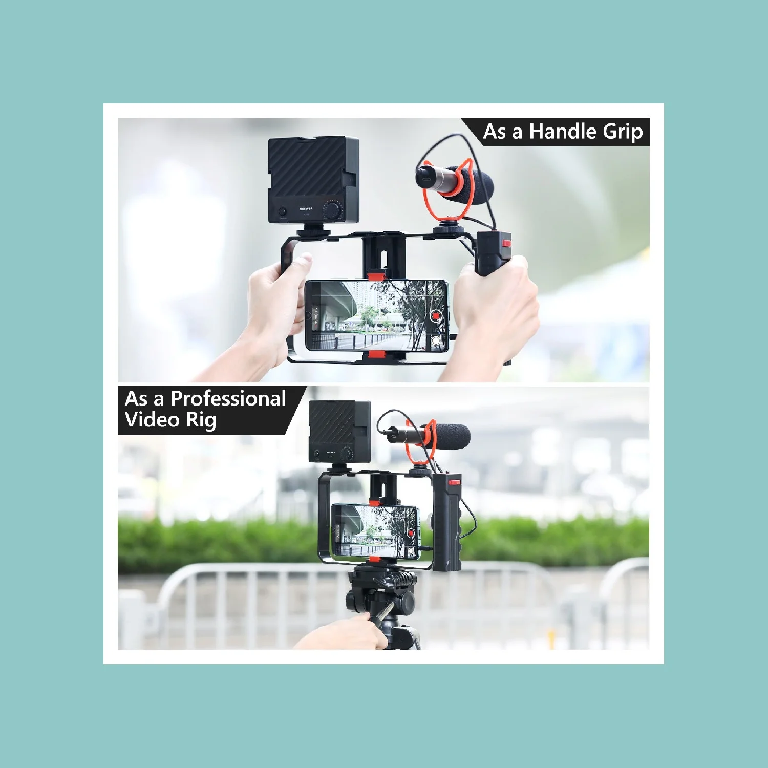 NEEWER U‑Rig Smartphone Video Rig Filmmaking Cage Phone Stabilizer Grip Tripod Mount for iPhone 17 16 Android Vlog Videography