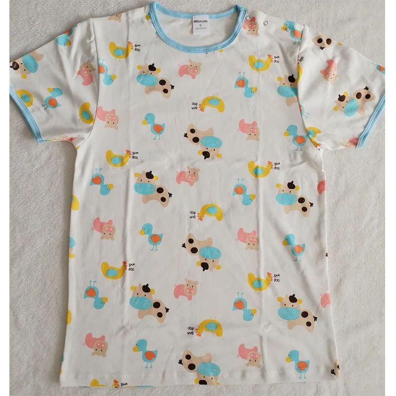 Plus Size ABDL Adult Baby Cartoon Pattern T shirt With Snaps At One Shoulder/Men Pure Cotton Top/Women Top/Adult T Shirt Top