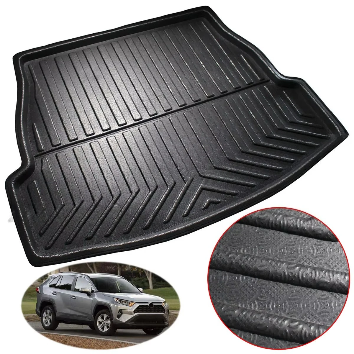 

Car Rear Trunk Cargo Liner Boot Tray Cover Matt Mat Floor Carpet Kick Pad for RAV4 2019 2020 XA50