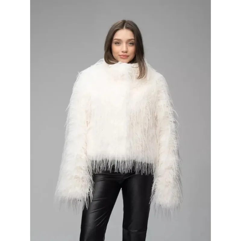 Dames Winter Tops Jas Namaakbont Pure kleur Warm Vintage Eenvoudig Comfortabel Los Casual Design Mode Zacht Nis Veelzijdig