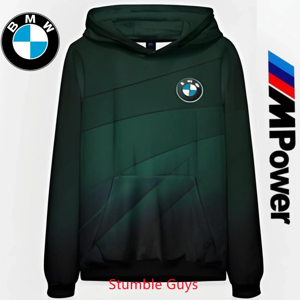 سويت شيرت بقلنسوة لربيع الخريف للرجال من BMW مطبوع عليه سباق الدراجات النارية، أزياء فاخرة للأطفال في الهواء الطلق ​