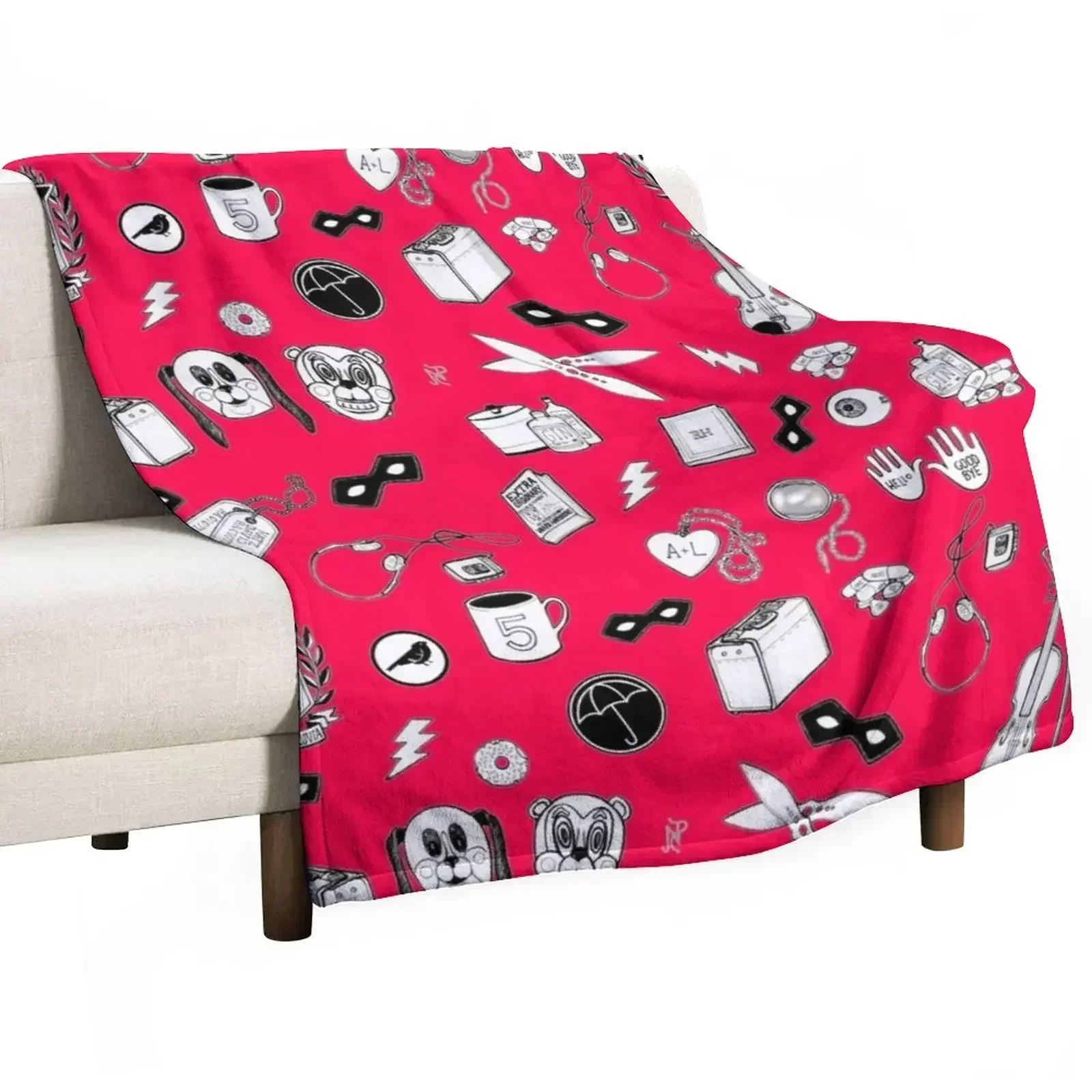 The Umbrella Academy Pattern - coral red Throw Blanket Soft Beds Comforter Blankets