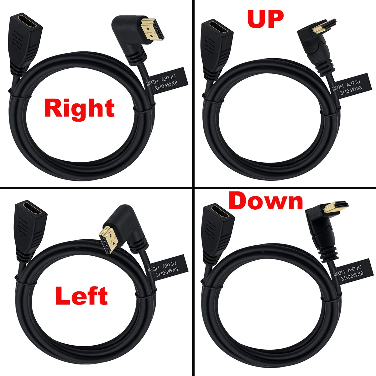 8K HDMI Extension Cable, Short HDMI 90 Degree Down Angle Male to Female HDMI 2.1 Cable 48Gbps with 8K 60Hz Video and 3D HDR