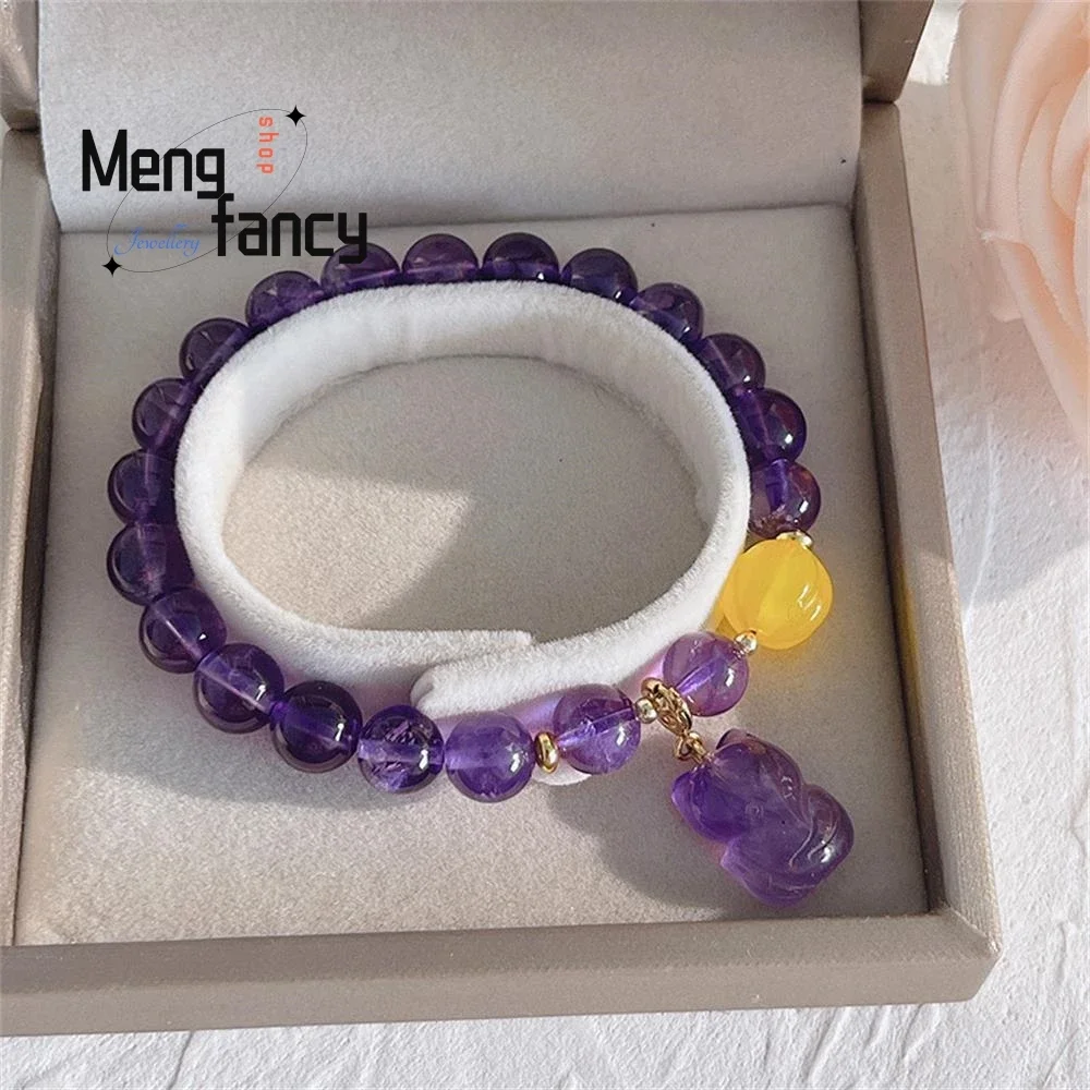 

Natural Retro Fox Amethyst Simple Pumpkin Agate Bracelet Exquisite High-grade Sexy Young Girls Fashion Fine Jewelry Holiday Gift