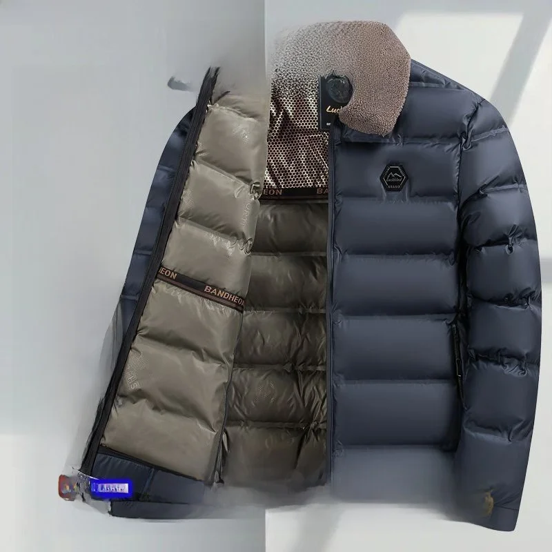 

2024 New Men's Cotton Jaet Outerwear Dad Collar Casual Lightweight down Cotton Coat Long Regular Sle Traditional Chinese ...