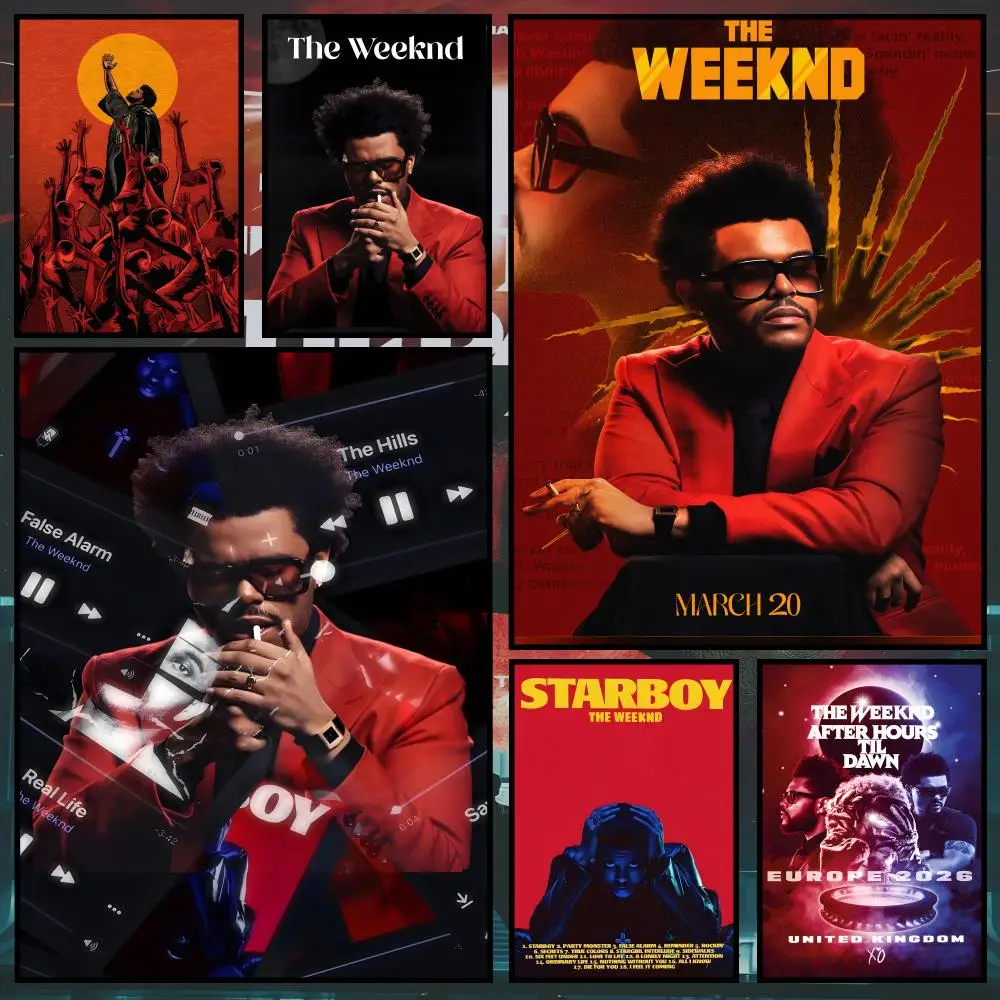 Singer T-The Weeknd Poster, wasserfestes PVC-Wandposter, selbstklebende HD-Kunst für Wohnzimmer, Schlafzimmer und Geschäft