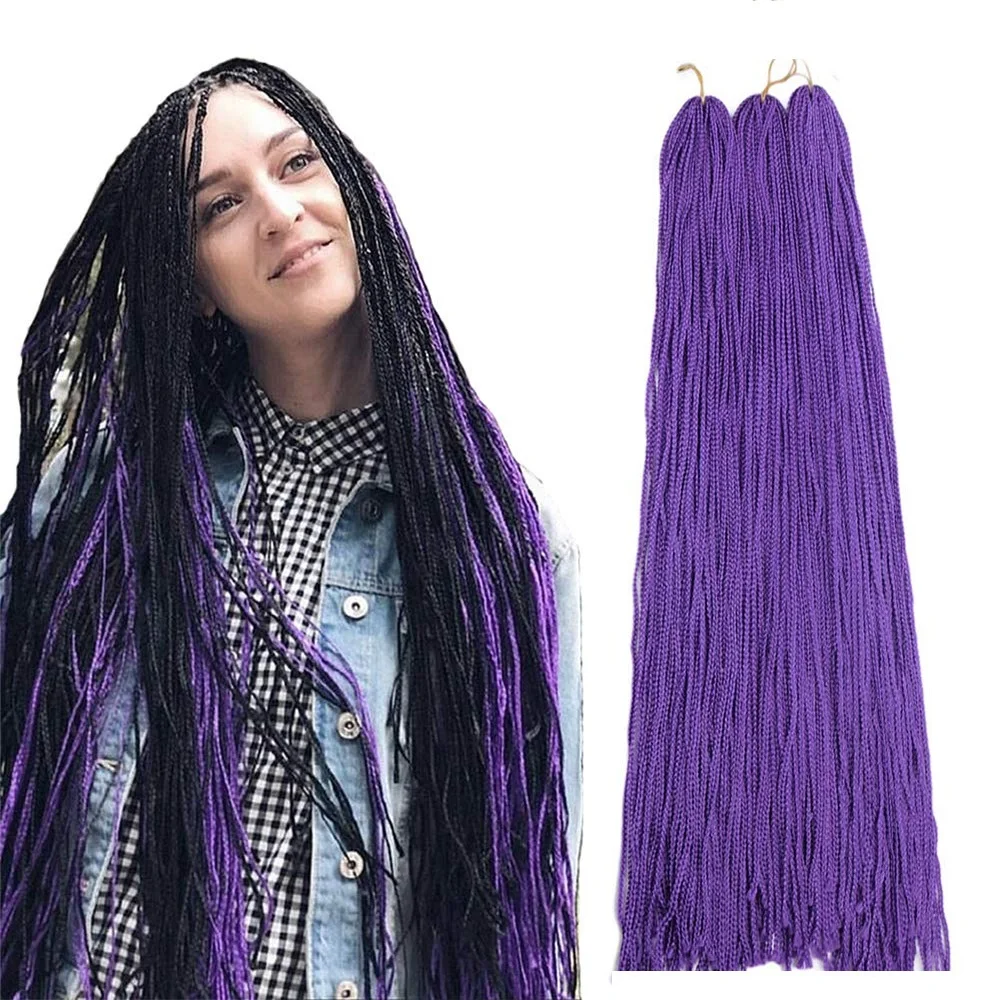 

Фиолетовые прямые вязанные крючком волосы, цветные синтетические волосы Zizi, плетение крючком, косички, наращивание волос для женщин