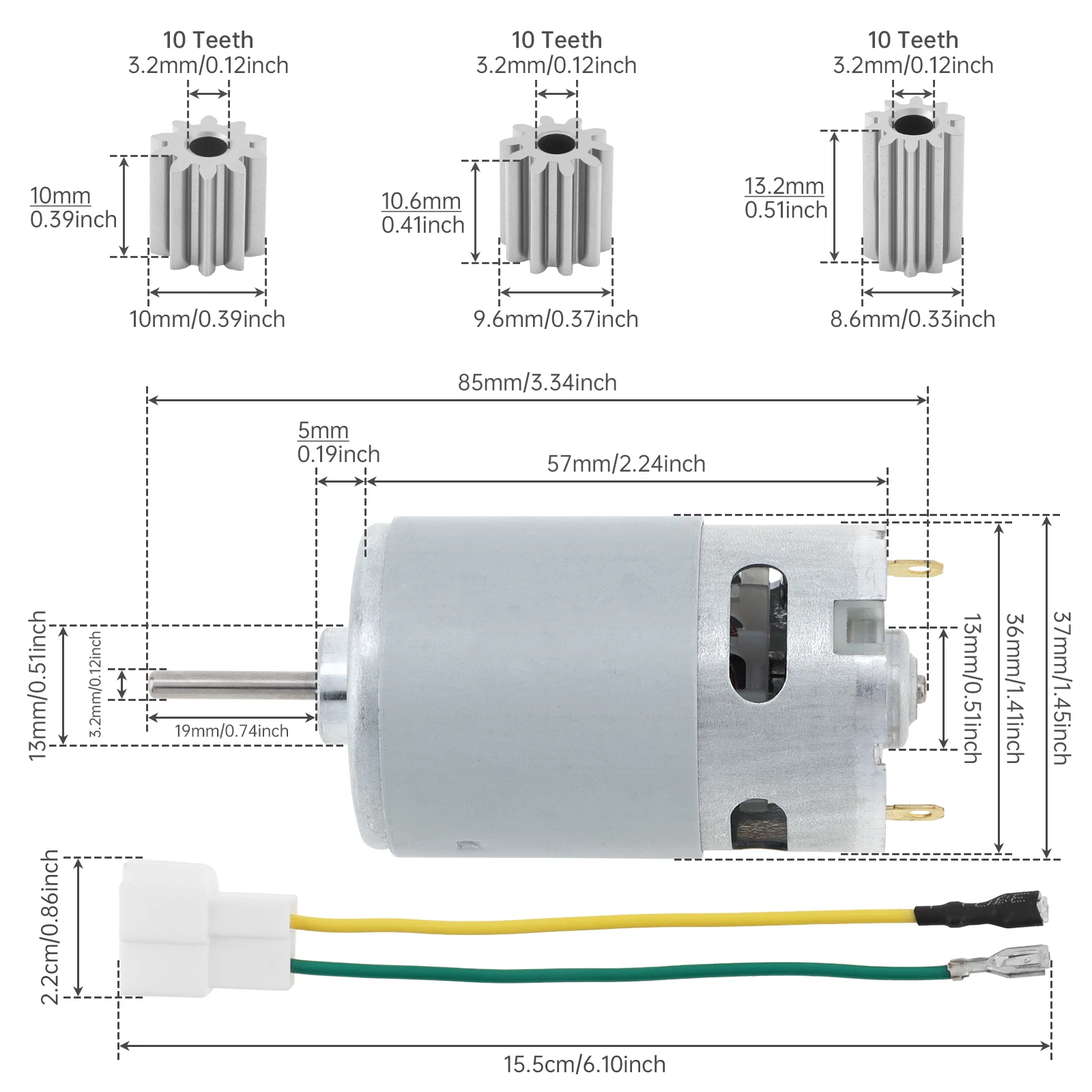 RS555 Children's Electric Car DC Motor 24V 12000-40000RPM High Speed Kid's Ride on Car Drive Motor Upgrade with 3 Types of Gears