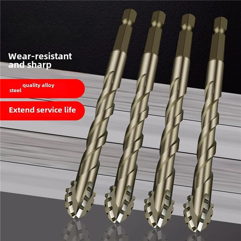 

A69E12X Four-Flute Sawtooth Eccentric Drill Bit, Multifunction Drill Bit Set, High Hardness Skewed Head Eccentric Drill Bits
