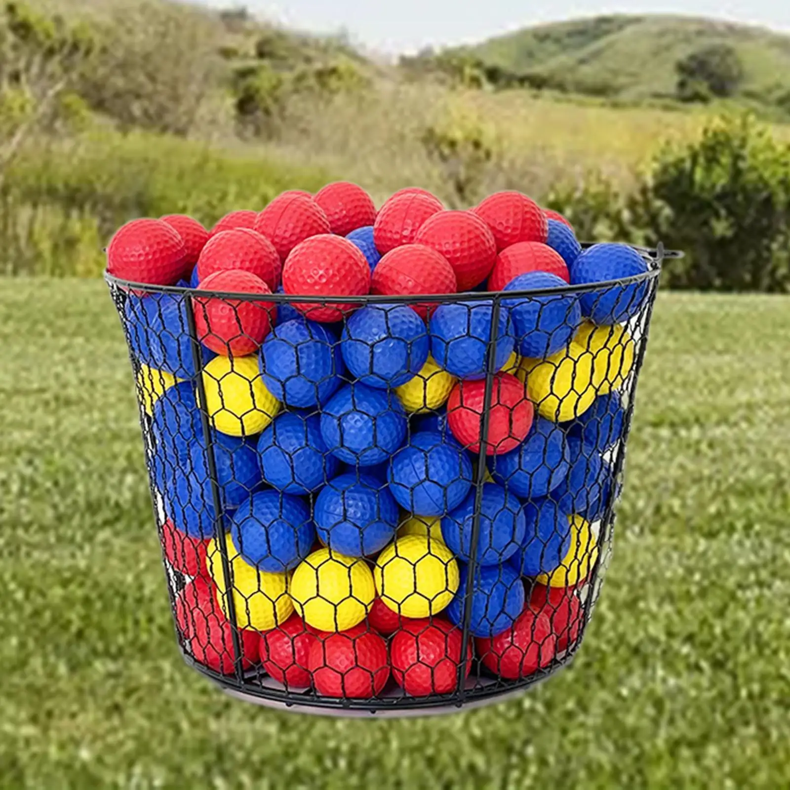 Metal Wire Golf Ball Holder Lightweight Large Capacity Golf Ball Container Metal Wire Golf Ball Basket for Golf Courses Court