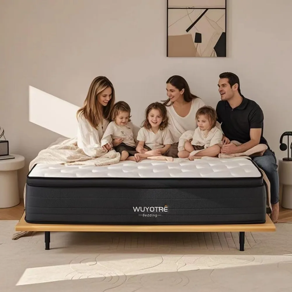 

14 Inch Queen Size Mattress, Cooling Memory Foam Mattresses in a Box with Independent Spring,Soft and Breathable Hybrid Mattress