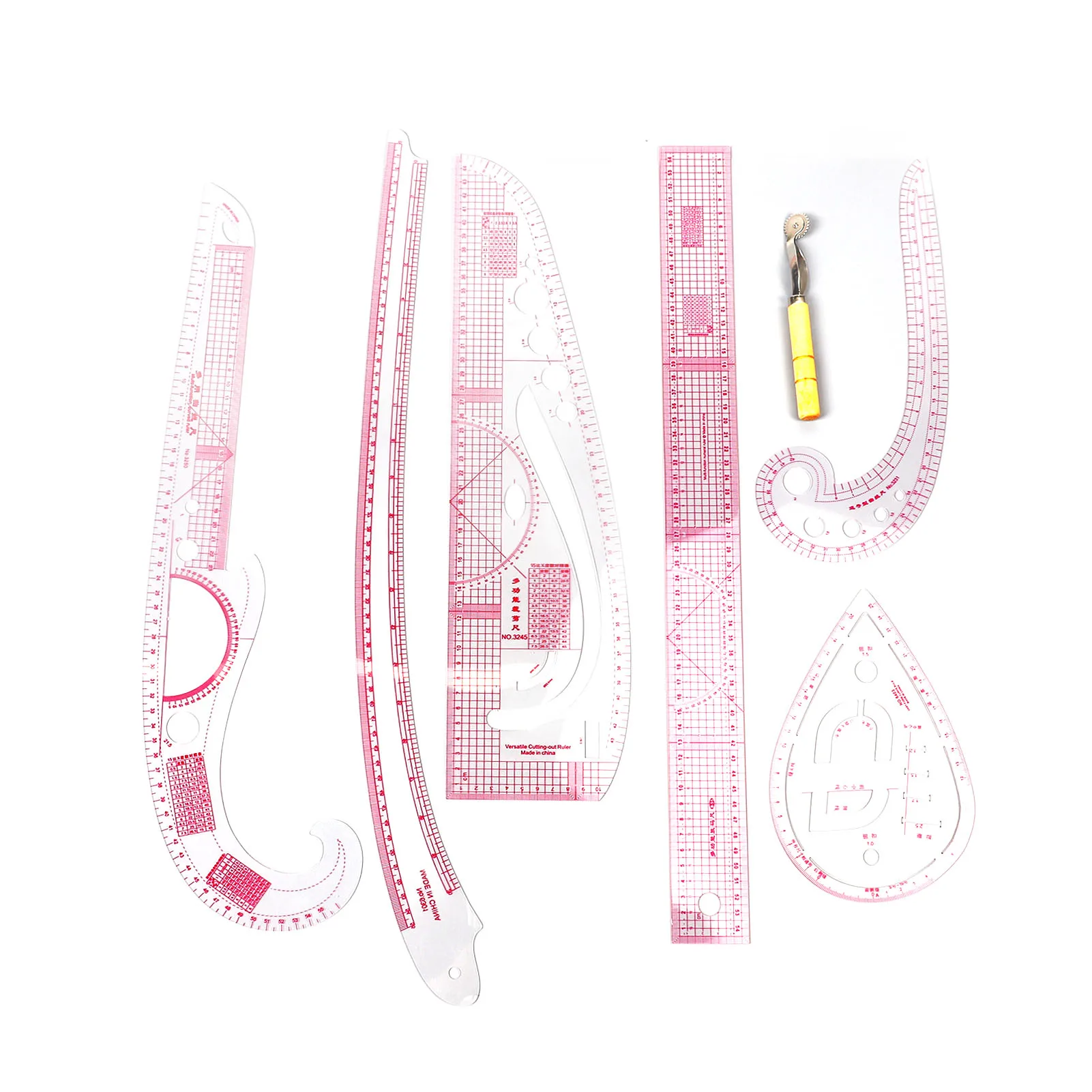Sewing Ruler French Curve Ruler Set DIY Design Complete Tools Improve Work Efficiency High Accuracy with Scale for Cutting