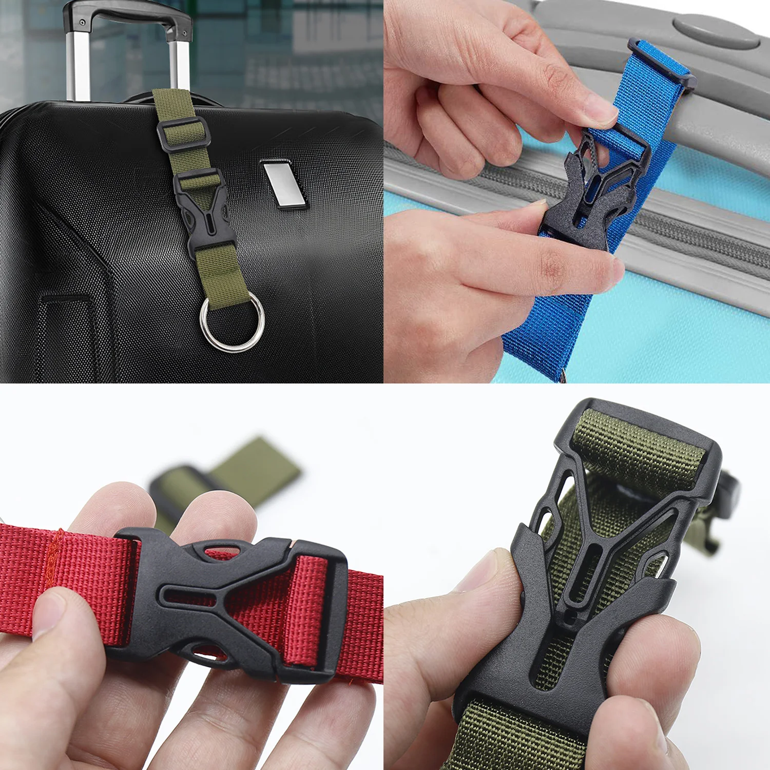 1Pcs Portable Luggage Strap Travel Jacket Gripper Adjustable Suitcases Belt For Carry On Bags Add Bag Handbag Clip Use To Carry