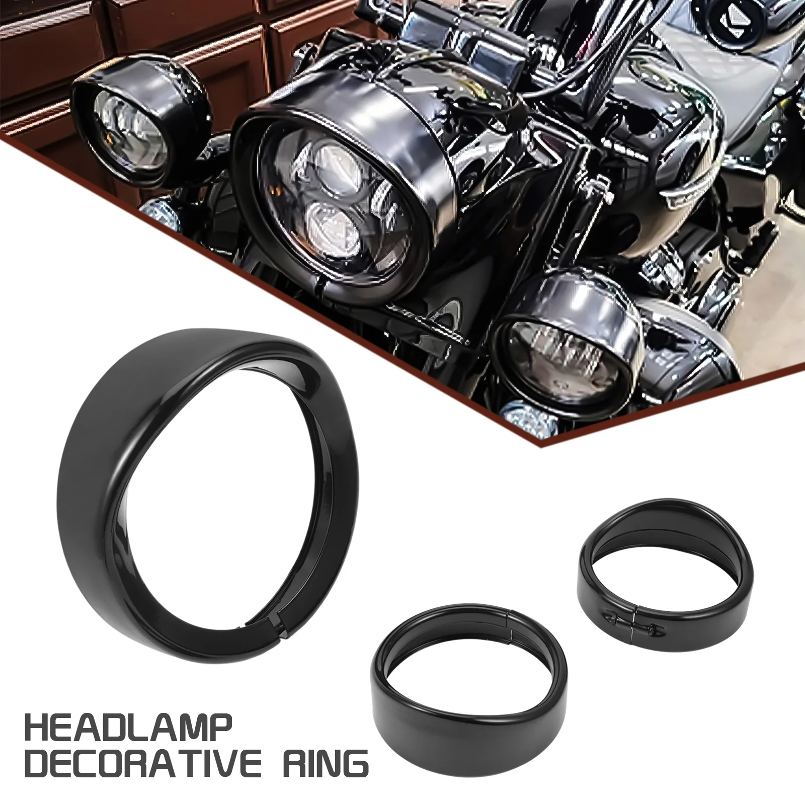 

7" Headlight Passing Lights Lamps Trim Ring Bezel Visor Cover for Harley-Davidson Electra Glide Road King FLHTC