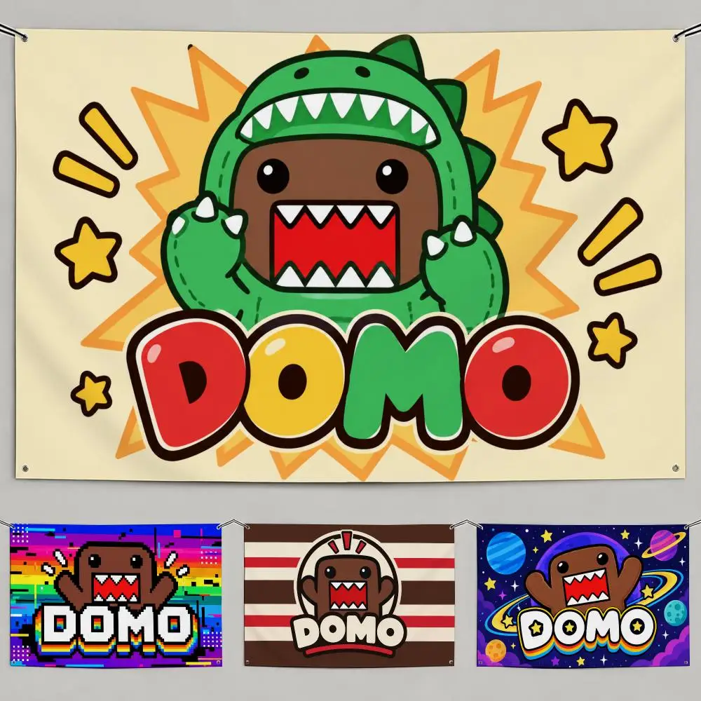 Cartoon Domo-kun Flags Flags Minimalist Fabric   Outdoor Garden Banner Hanging Sign for Shop Home Decor