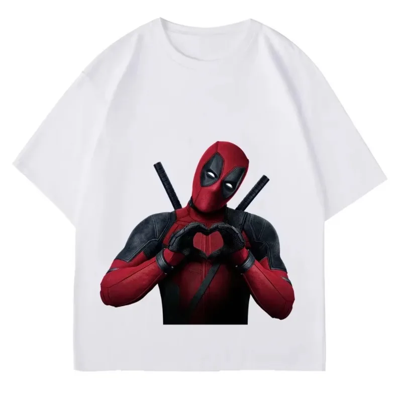 تي شيرت Marvel أصلي عالي الجودة من Deadpool بأكمام قصيرة للسيدات كاواي فضفاض برقبة دائرية تي شيرت نسائي بأكمام قصيرة
